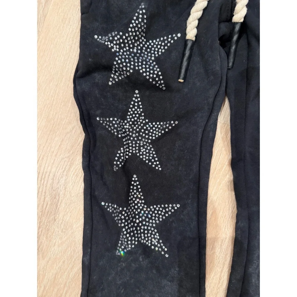 Elite Jeans Black Pearl Skull Rhinestone Sweatsuit Set
